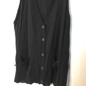 Roamans sleeveless ribbed cardigan sweater pocket